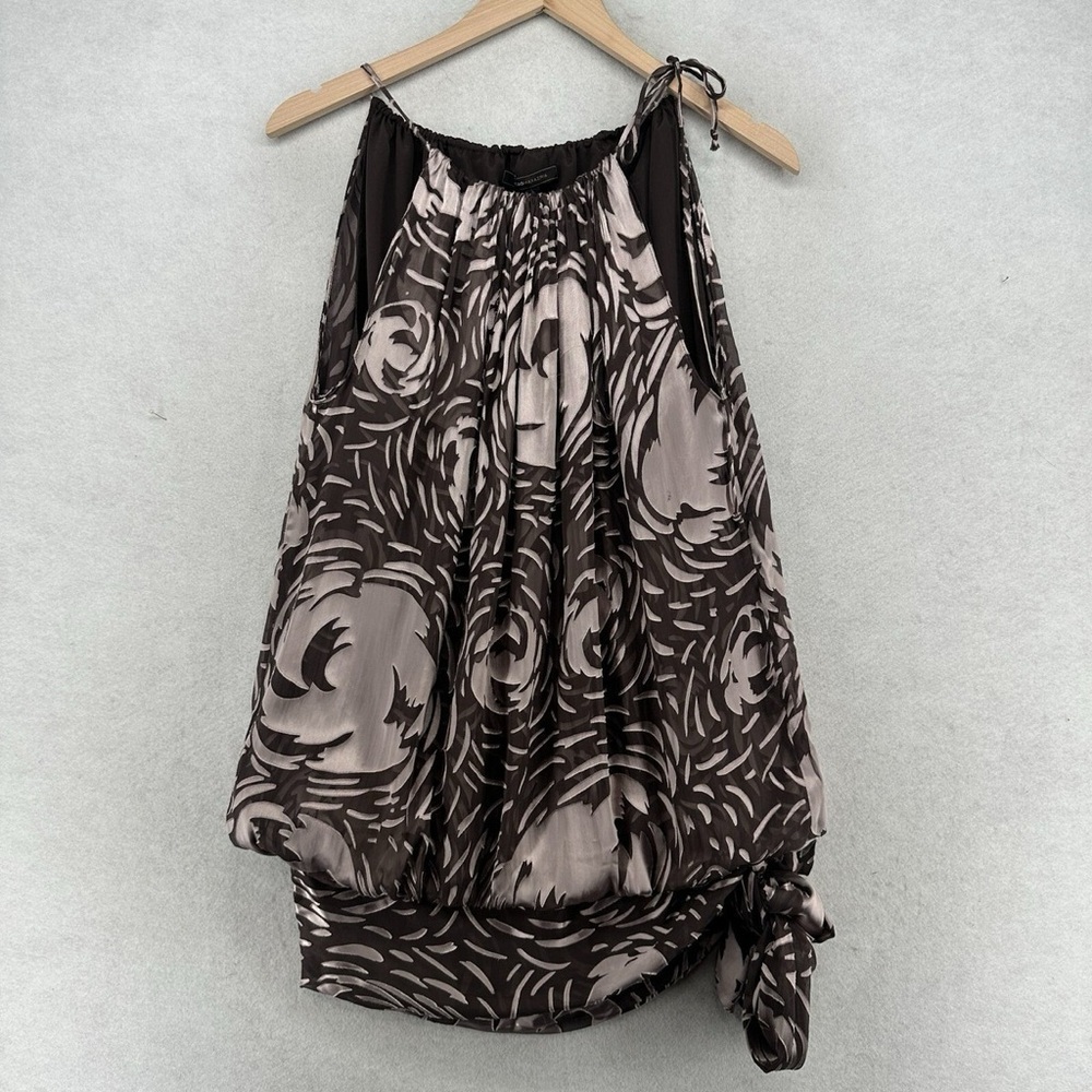 BCBGMaxAzria Chocolate and Cream Sleeveless Blouse
